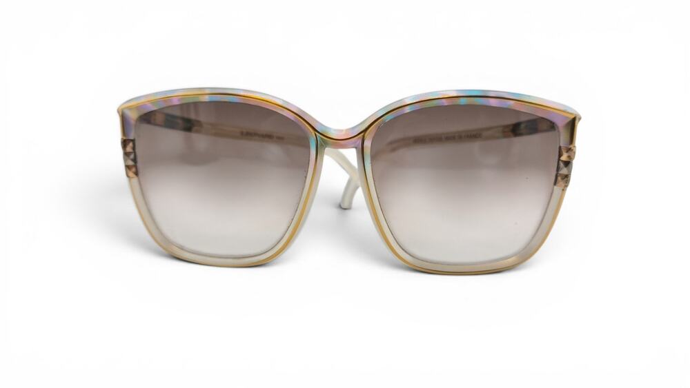 Vintage Leonard Paris France Iridescent Designer Sunglasses Clear Gradient Lense